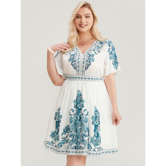 Bloomchic New Bandana Print Dress‎ with Pockets Size 26 4X Plus Size Summer - Picture 5 of 11